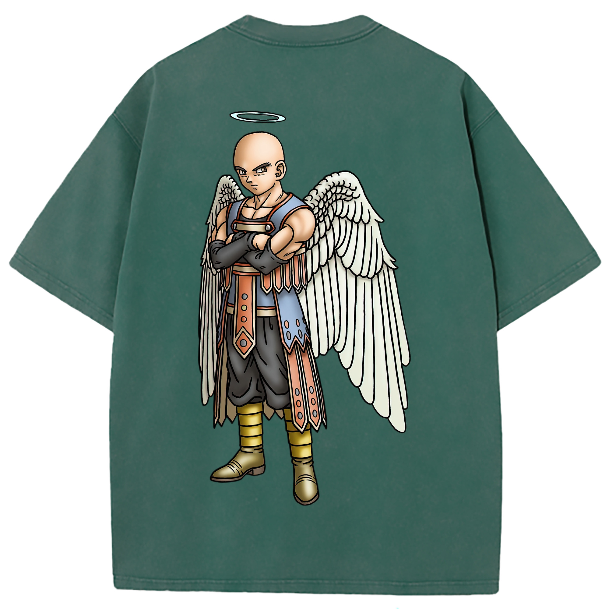 （画像用） ドラゴンクエスト Doragon Kuesuto Dragon Quest 綿100% ヴィンテージ風 半袖Tシャツ（背面プリント）